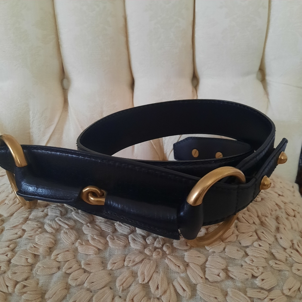 Gucci Women's Black 1955 Horsebit Wide Leather Belt Size M - Picture 8 of 14